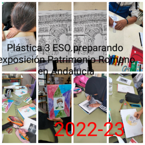 Preparativos de la EXPO Patrimonio Romano en Andalucía en aula Plástica 3º ESO